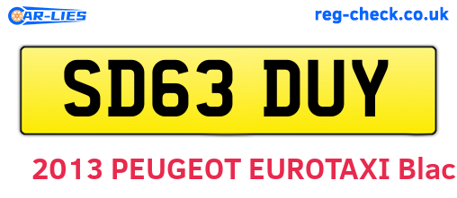 SD63DUY are the vehicle registration plates.