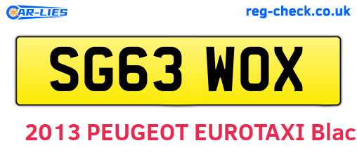 SG63WOX are the vehicle registration plates.