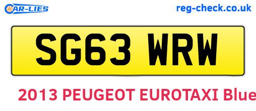 SG63WRW are the vehicle registration plates.