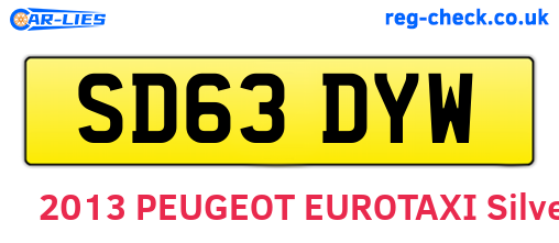 SD63DYW are the vehicle registration plates.