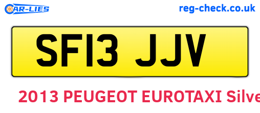 SF13JJV are the vehicle registration plates.