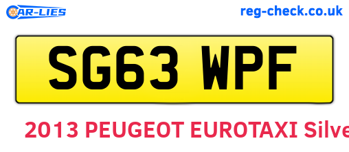 SG63WPF are the vehicle registration plates.