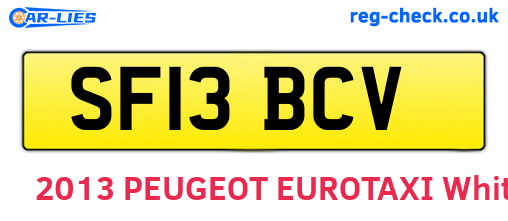 SF13BCV are the vehicle registration plates.