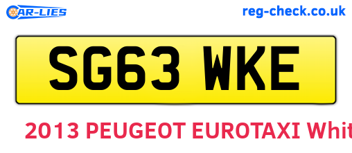 SG63WKE are the vehicle registration plates.