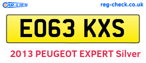 EO63KXS are the vehicle registration plates.