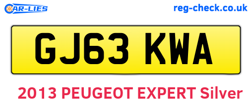 GJ63KWA are the vehicle registration plates.