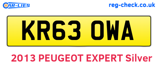 KR63OWA are the vehicle registration plates.