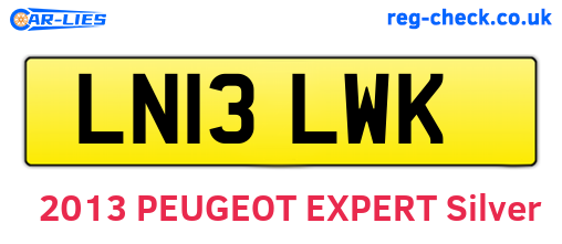 LN13LWK are the vehicle registration plates.
