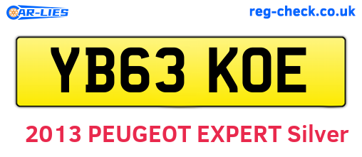YB63KOE are the vehicle registration plates.