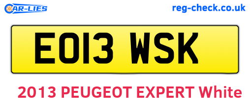 EO13WSK are the vehicle registration plates.