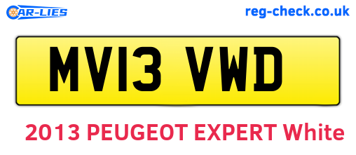 MV13VWD are the vehicle registration plates.