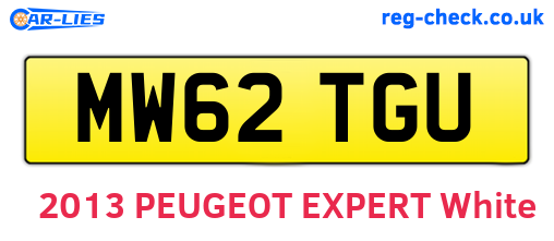 MW62TGU are the vehicle registration plates.