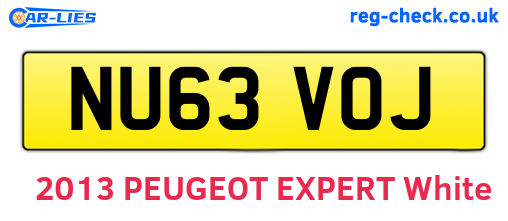 NU63VOJ are the vehicle registration plates.