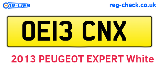 OE13CNX are the vehicle registration plates.