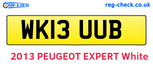 WK13UUB are the vehicle registration plates.
