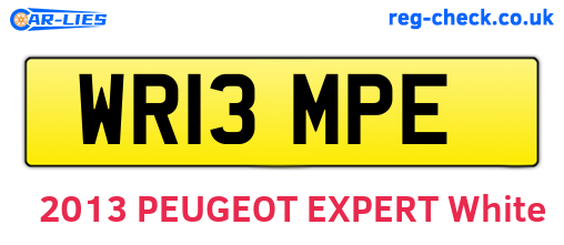 WR13MPE are the vehicle registration plates.
