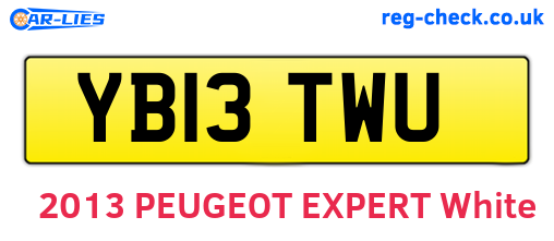 YB13TWU are the vehicle registration plates.