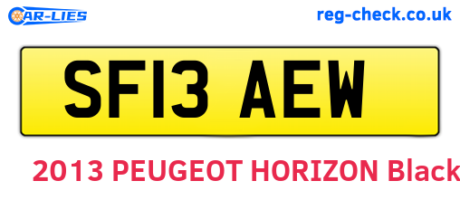 SF13AEW are the vehicle registration plates.