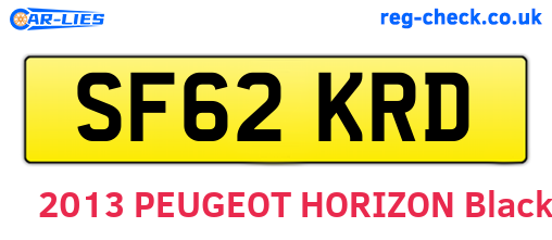 SF62KRD are the vehicle registration plates.