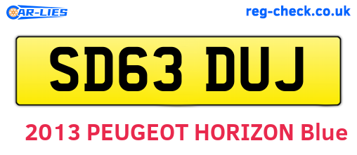 SD63DUJ are the vehicle registration plates.