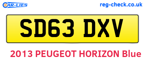 SD63DXV are the vehicle registration plates.