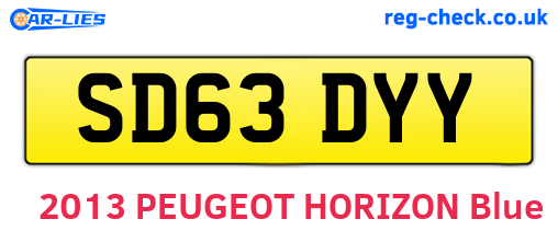SD63DYY are the vehicle registration plates.
