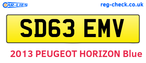SD63EMV are the vehicle registration plates.