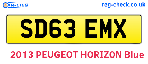SD63EMX are the vehicle registration plates.