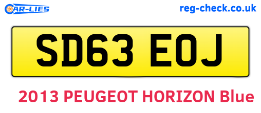 SD63EOJ are the vehicle registration plates.