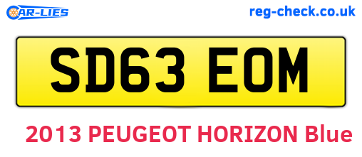 SD63EOM are the vehicle registration plates.
