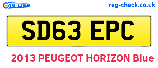 SD63EPC are the vehicle registration plates.