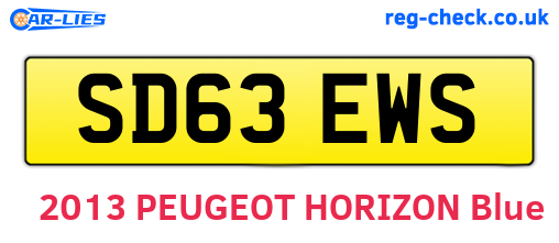 SD63EWS are the vehicle registration plates.