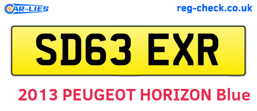 SD63EXR are the vehicle registration plates.
