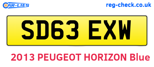 SD63EXW are the vehicle registration plates.