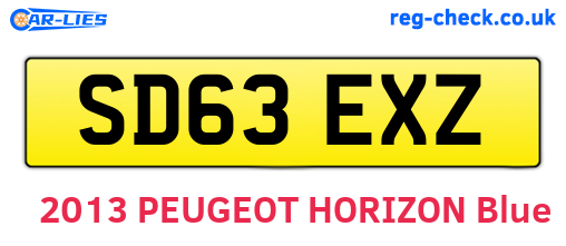 SD63EXZ are the vehicle registration plates.
