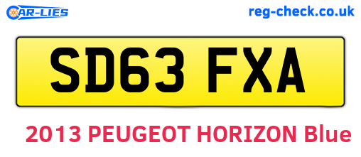 SD63FXA are the vehicle registration plates.