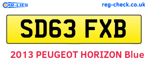 SD63FXB are the vehicle registration plates.