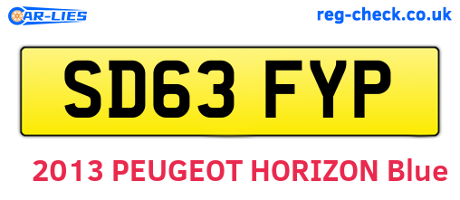 SD63FYP are the vehicle registration plates.