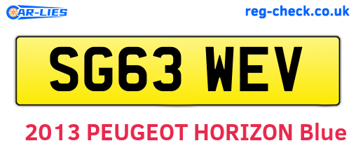 SG63WEV are the vehicle registration plates.