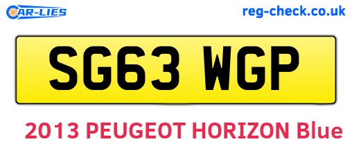 SG63WGP are the vehicle registration plates.