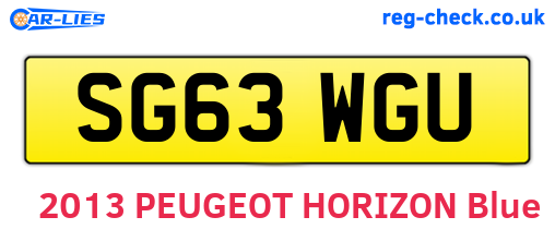 SG63WGU are the vehicle registration plates.