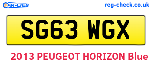 SG63WGX are the vehicle registration plates.
