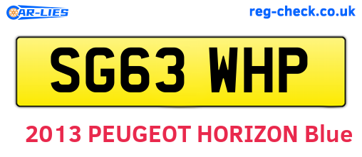 SG63WHP are the vehicle registration plates.