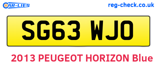 SG63WJO are the vehicle registration plates.