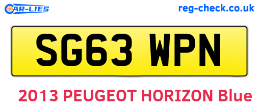 SG63WPN are the vehicle registration plates.