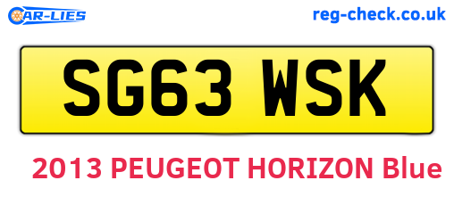 SG63WSK are the vehicle registration plates.