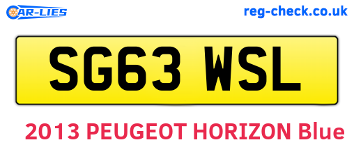 SG63WSL are the vehicle registration plates.