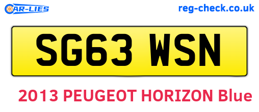 SG63WSN are the vehicle registration plates.