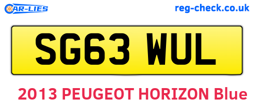 SG63WUL are the vehicle registration plates.