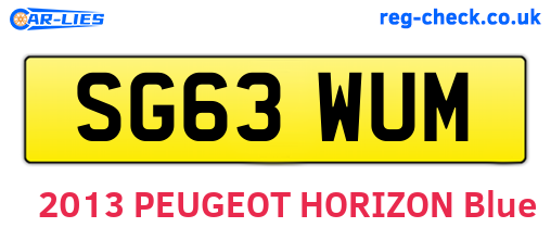 SG63WUM are the vehicle registration plates.